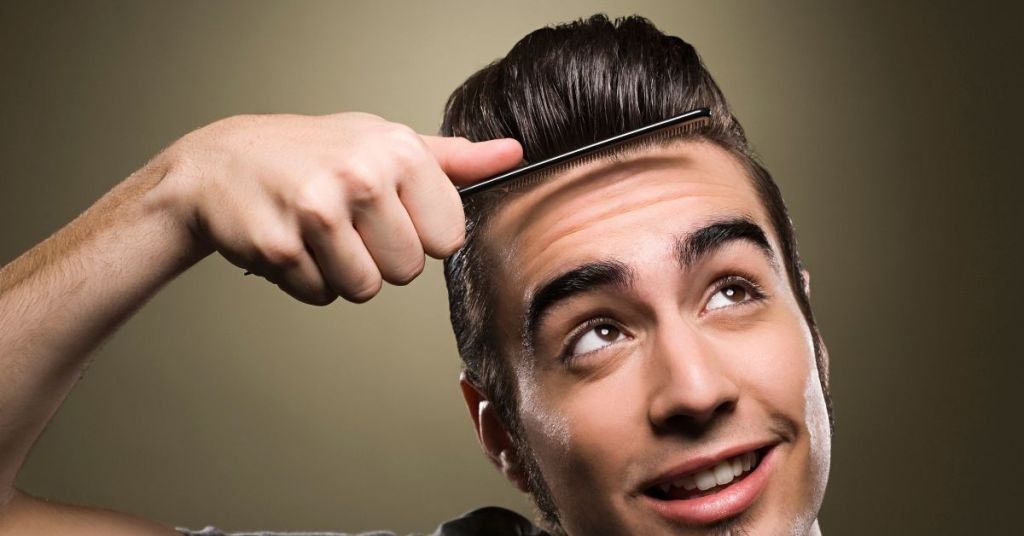 man with 1950s quiff hairstyle 
