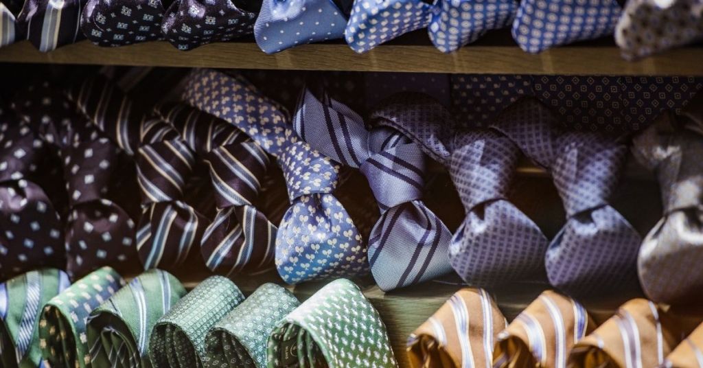 Different colors and patters of men ties