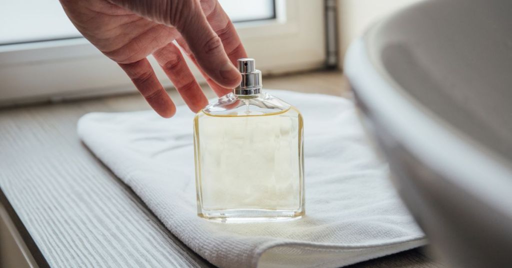 man putting perfume in the cool and dry place